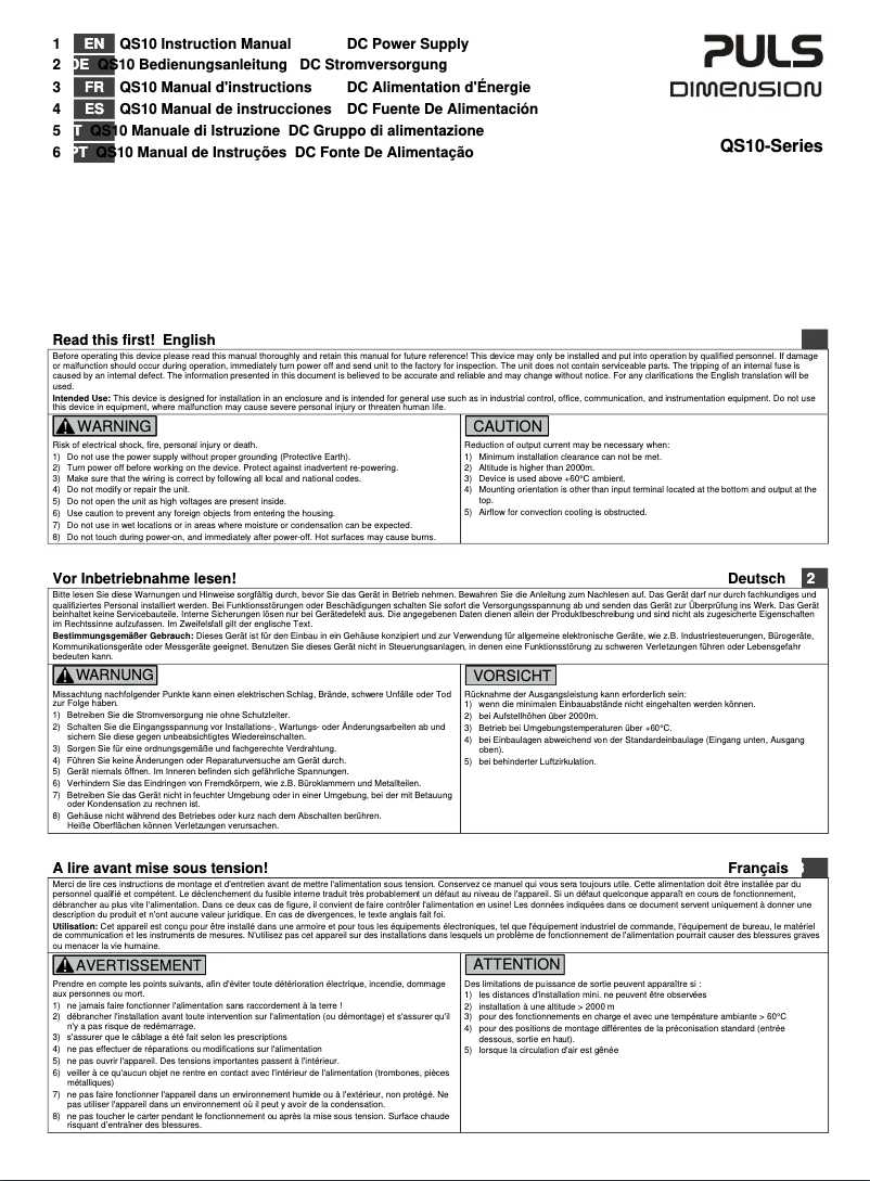 Imagen de la primera página del manual del dispositivo QS10.241-A1