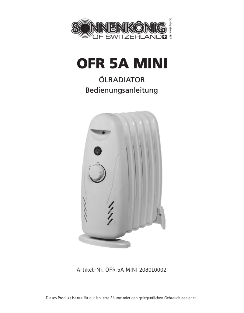 Página 1 del manual Manual de usuario Sonnenkönig OFR5A Mini