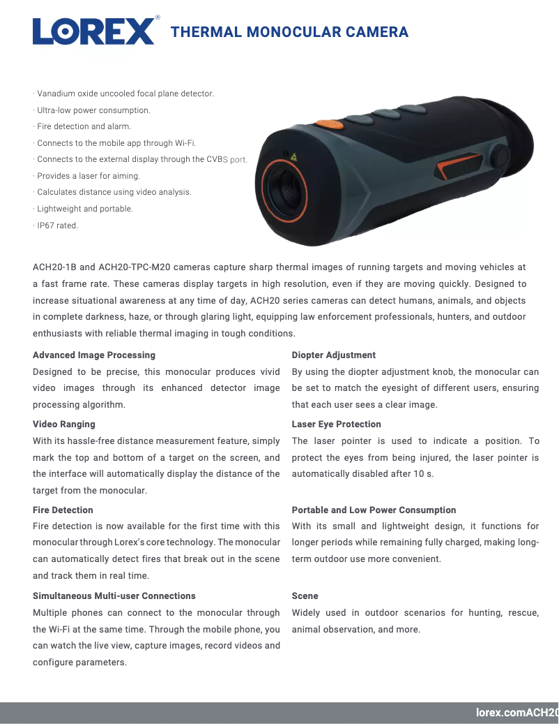 Página 1 del manual Ficha técnica Lorex ACH20-1B