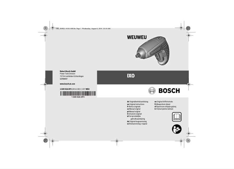 Página 1 del manual Manual de usuario Bosch IXO - Basic