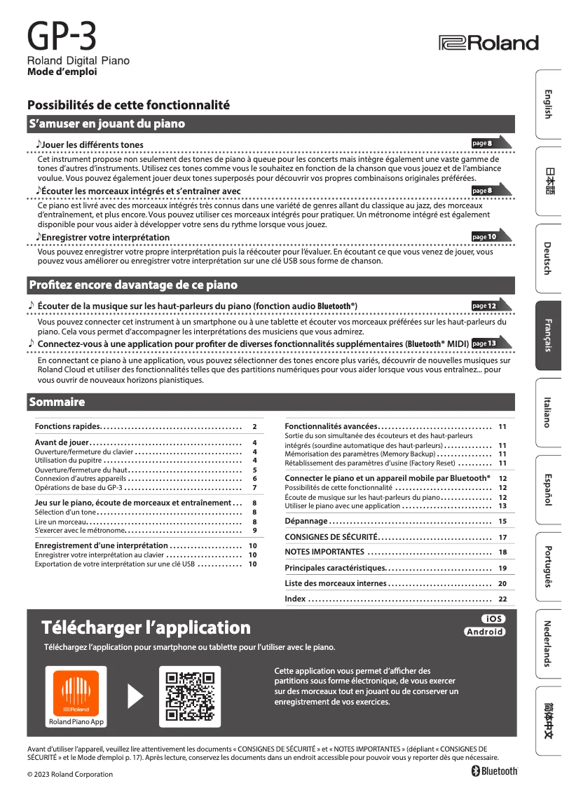 Página 1 del manual Manual de usuario Roland GP-3