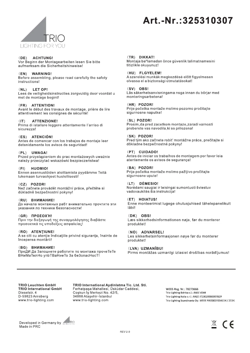 Imagen de la primera página del manual del dispositivo Elina 325310307