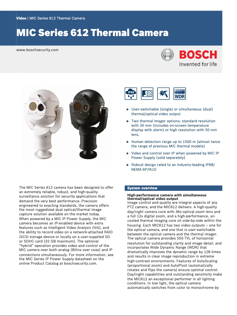 Página nº 1 - Manual de usuario Bosch MIC-612TFALW36N