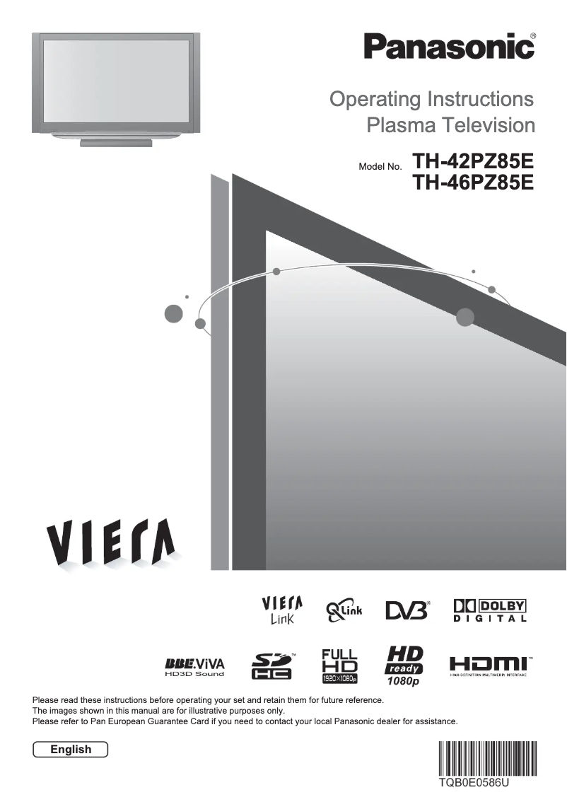 Página 1 del manual Manual de usuario Panasonic Viera TH-42PZ85E