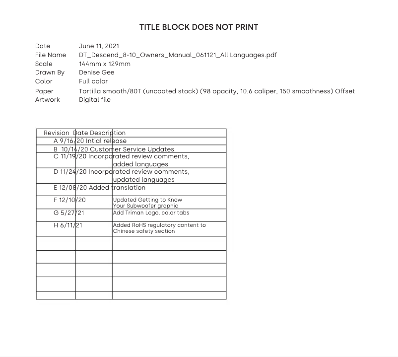 Página nº 1 - Manual de usuario Definitive Technology Descend DN10