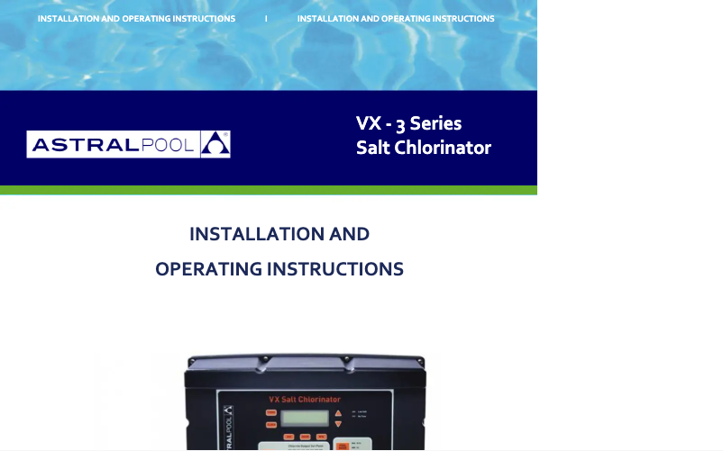 Página 1 del manual Manual de usuario AstralPool VX 11T