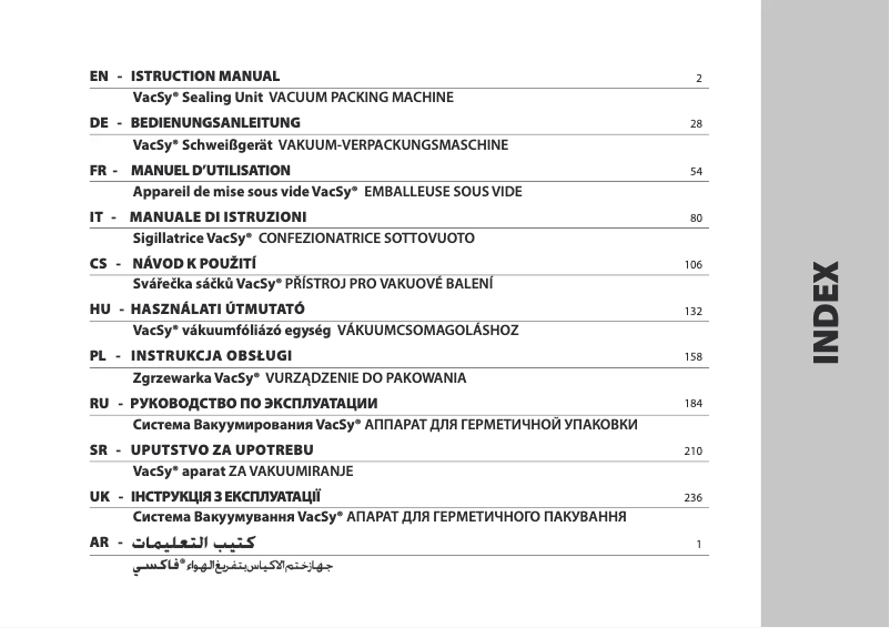 Imagen de la primera página del manual del dispositivo VacSy Sealing Unit VS-S
