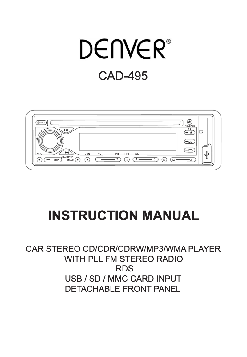 Página nº 1 - Manual de usuario Denver CAD-495