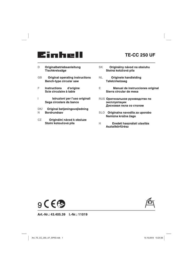 Imagen de la primera página del manual del dispositivo TE-CC 250 UF