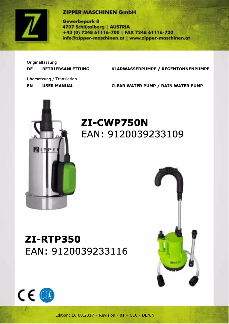 Imagen de la primera página del manual del dispositivo ZI-RTP350