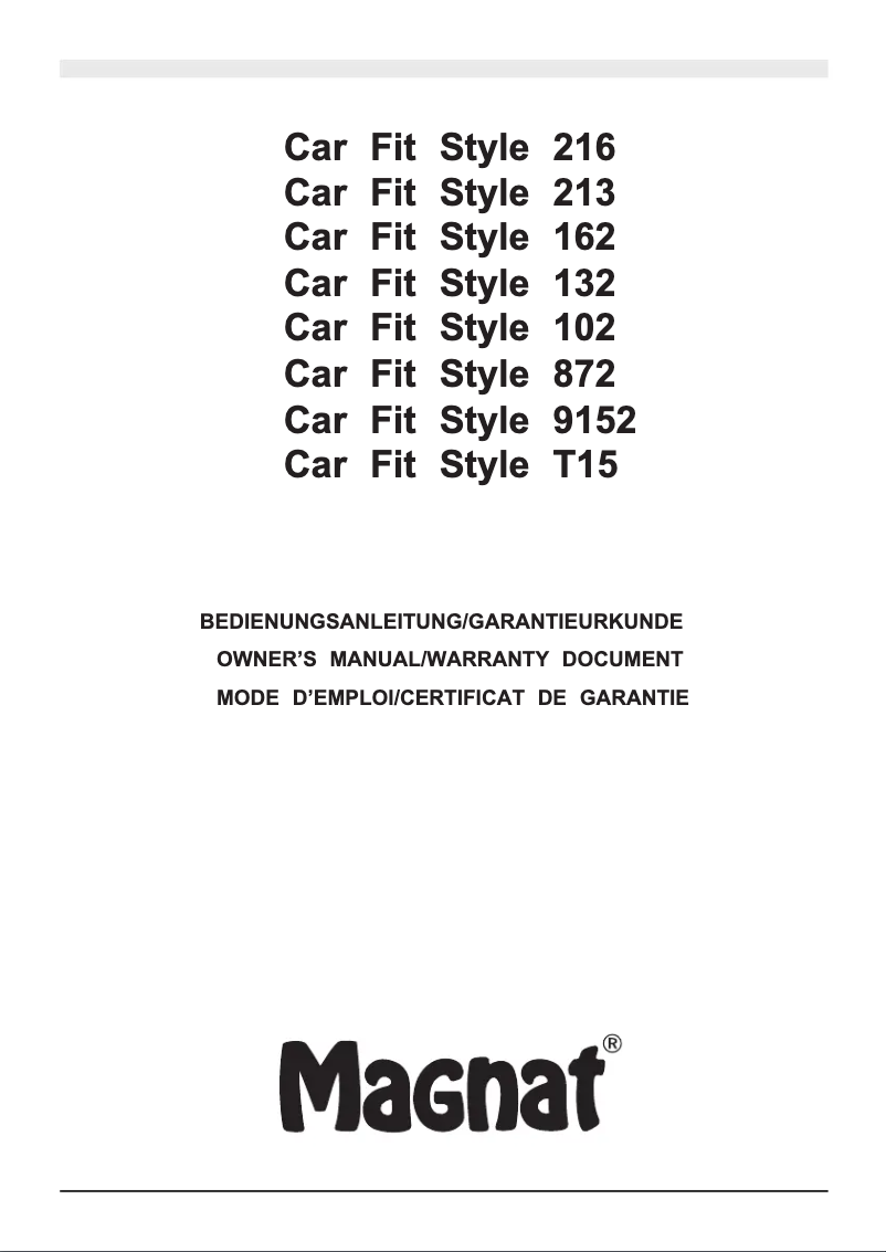 Imagen de la primera página del manual del dispositivo Car Fit Style 872