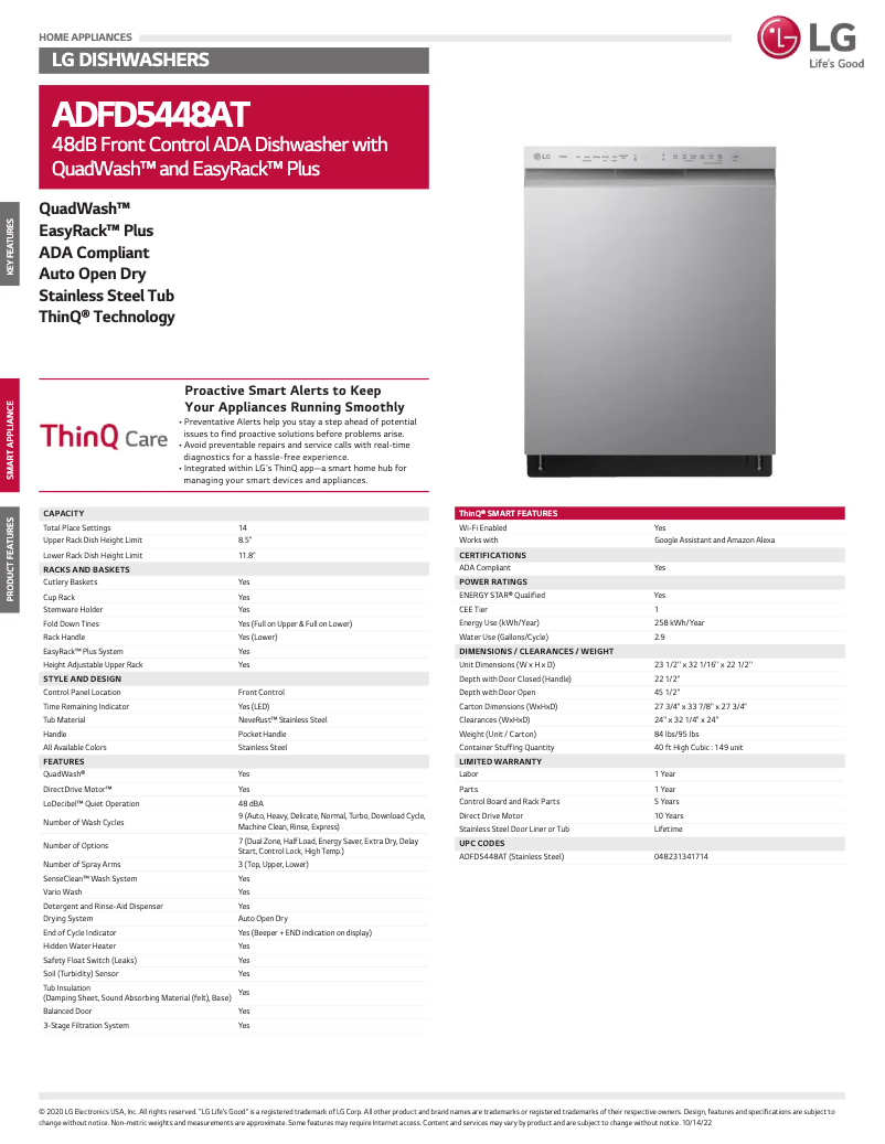 Imagen de la primera página del manual del dispositivo ADFD5448AT