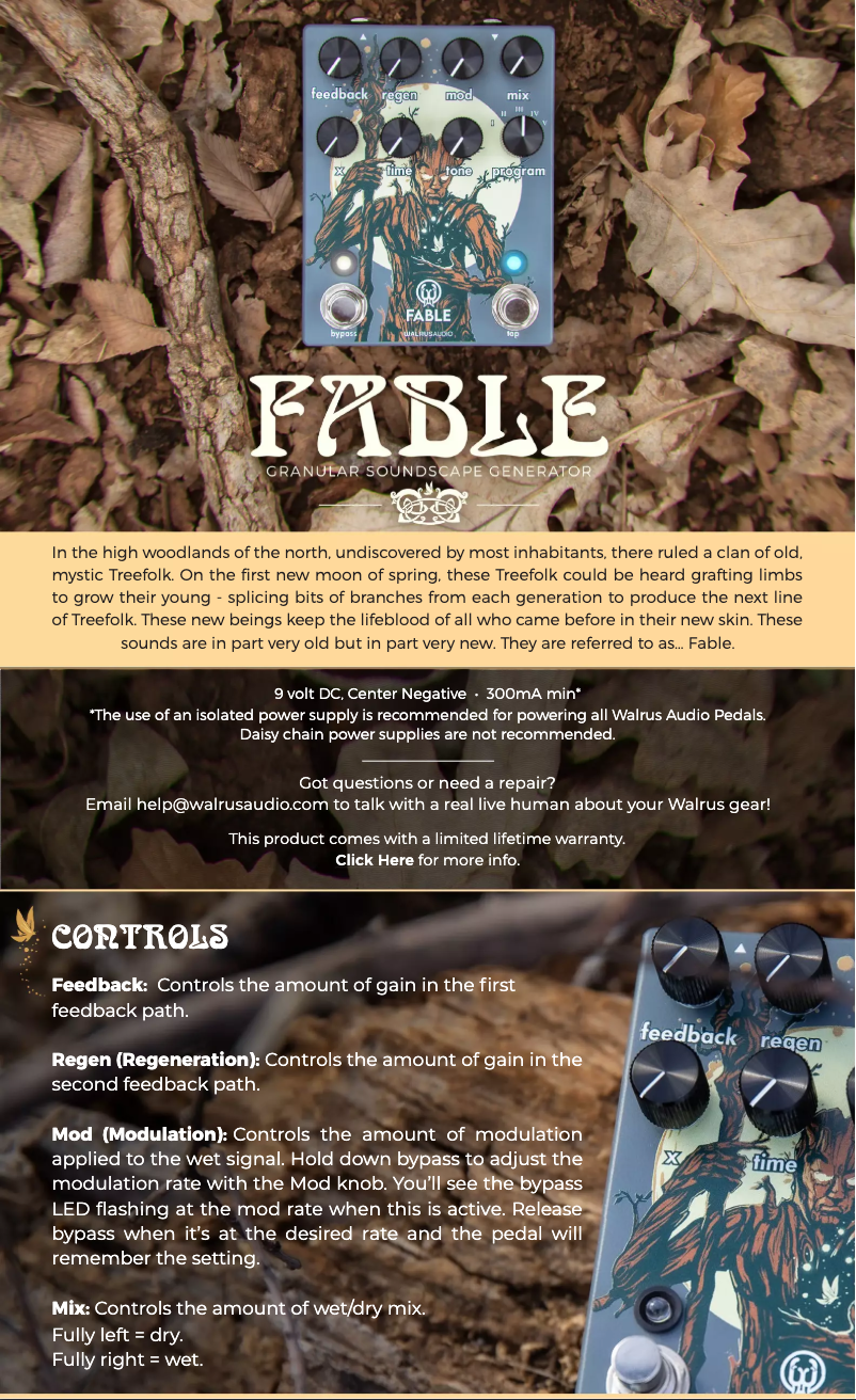 Página nº 1 - Manual de usuario Walrus Audio Fable