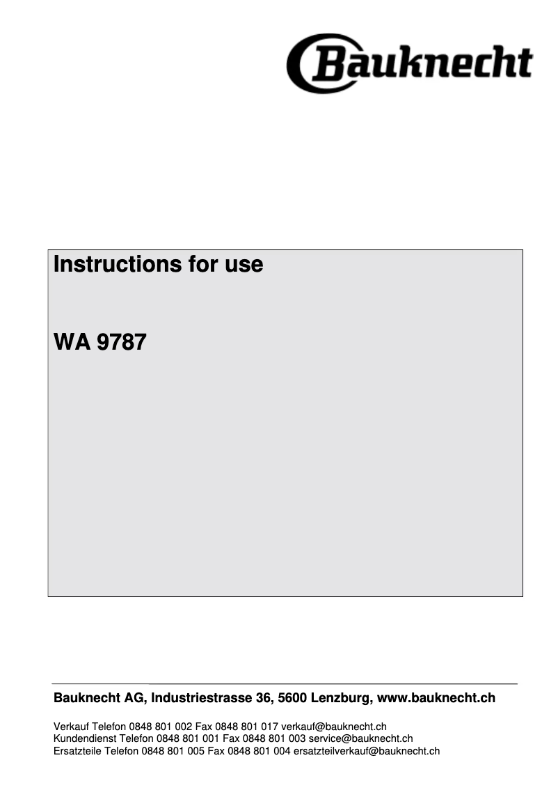 Página 1 del manual Manual de usuario Bauknecht WA 9787