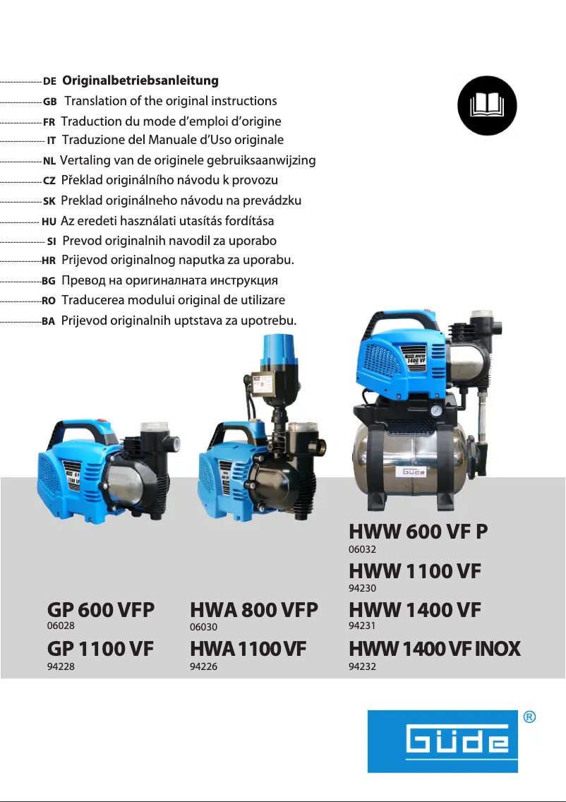 Página 1 del manual Manual de usuario Güde GP 600 VFP