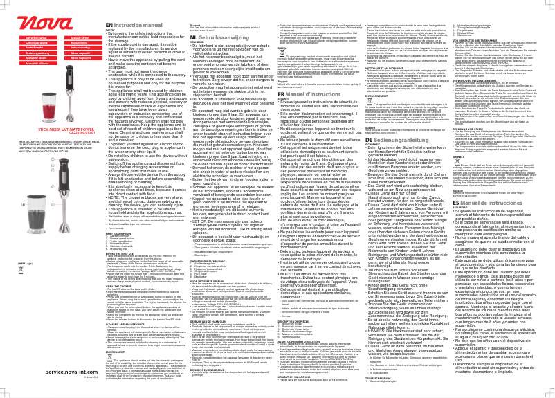 Página 1 del manual Manual de usuario Nova Stick Mixer Ultimate Power 220100