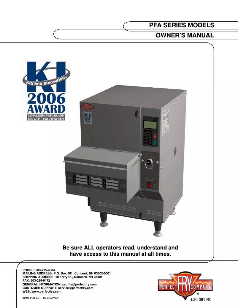 Imagen de la primera página del manual del dispositivo PFA720