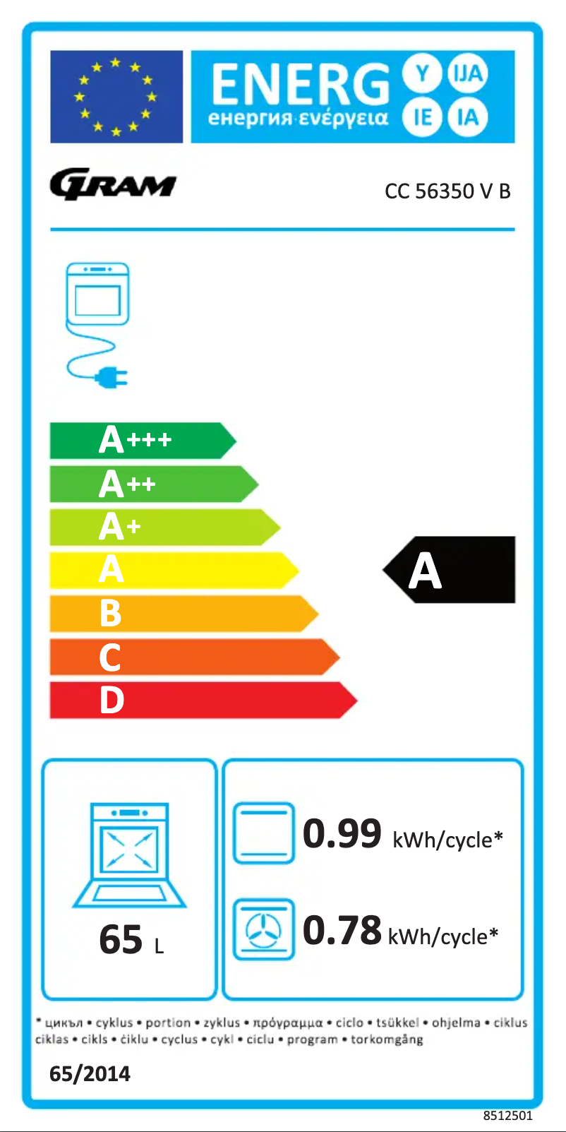 Página nº 1 - Etiqueta energética Gram CC 56350 V B