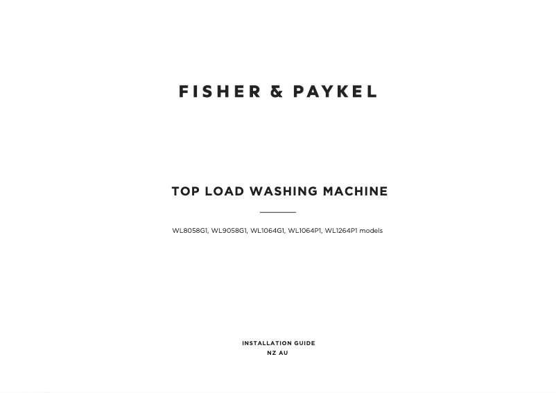 Página 1 del manual Guía de instalación Fisher & Paykel WL1064G1