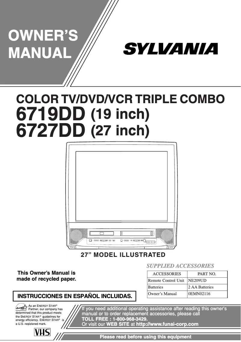 Página 1 del manual Manual de usuario Sylvania 6719DD