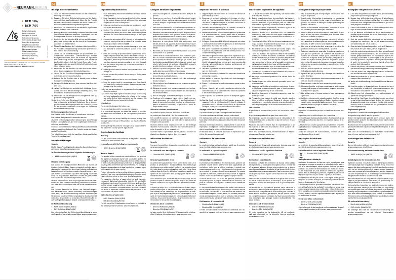 Imagen de la primera página del manual del dispositivo BCM 705