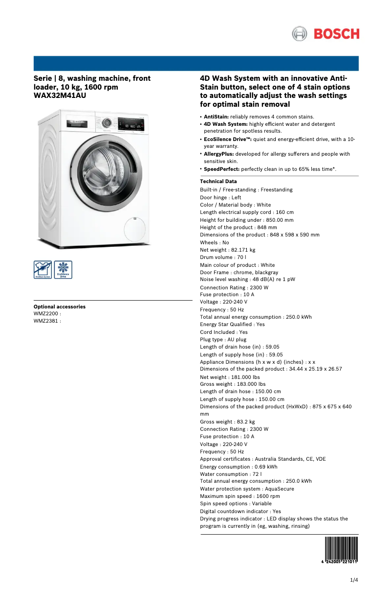 Imagen de la primera página del manual del dispositivo WAX32M41AU