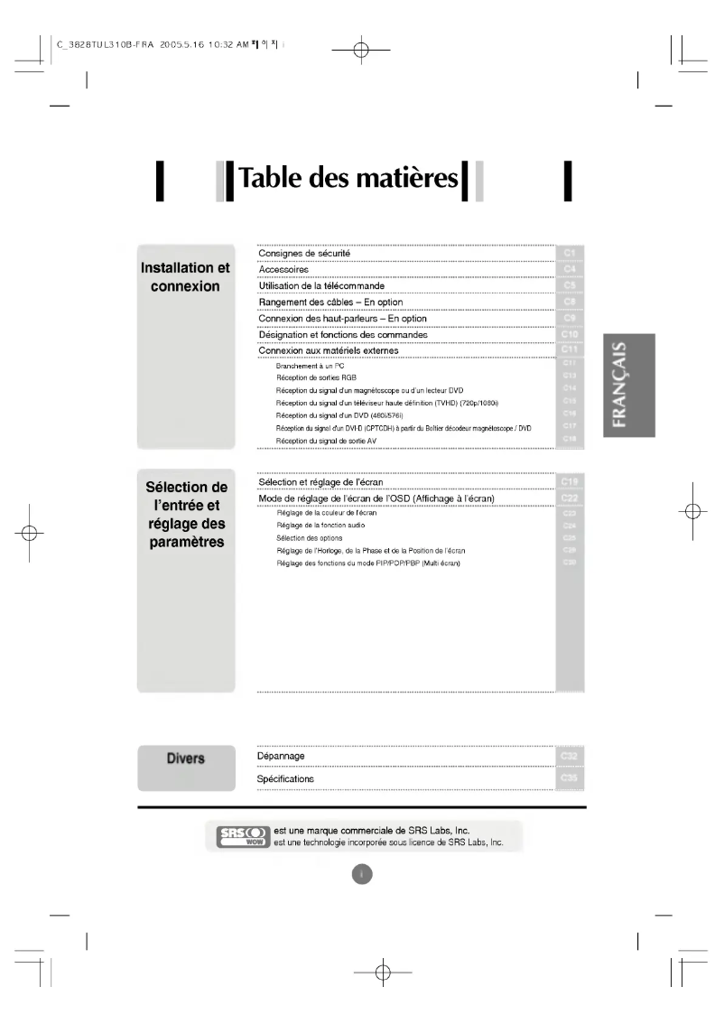 Página nº 1 - Manual de usuario LG M3200C