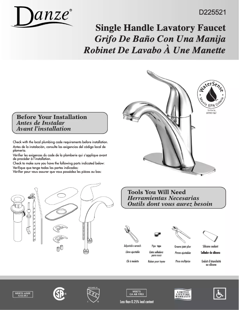 Página 1 del manual Manual de usuario Danze D225521