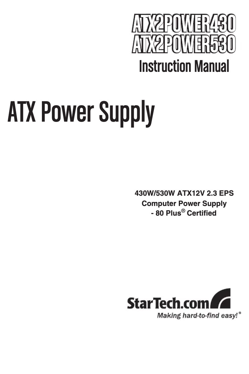 Página 1 del manual Manual de usuario StarTech.com ATX2POWER430