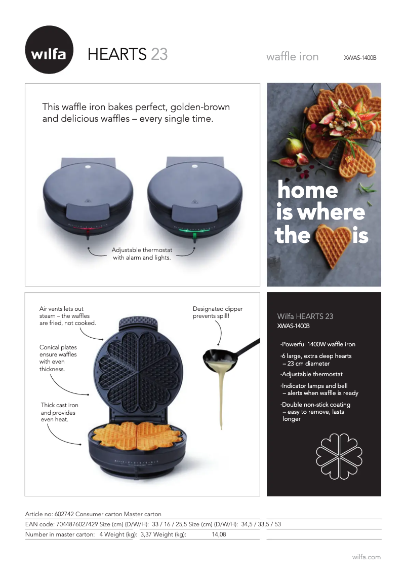 Página 1 del manual Folleto Wilfa Hearts 23 XWAS-1400B