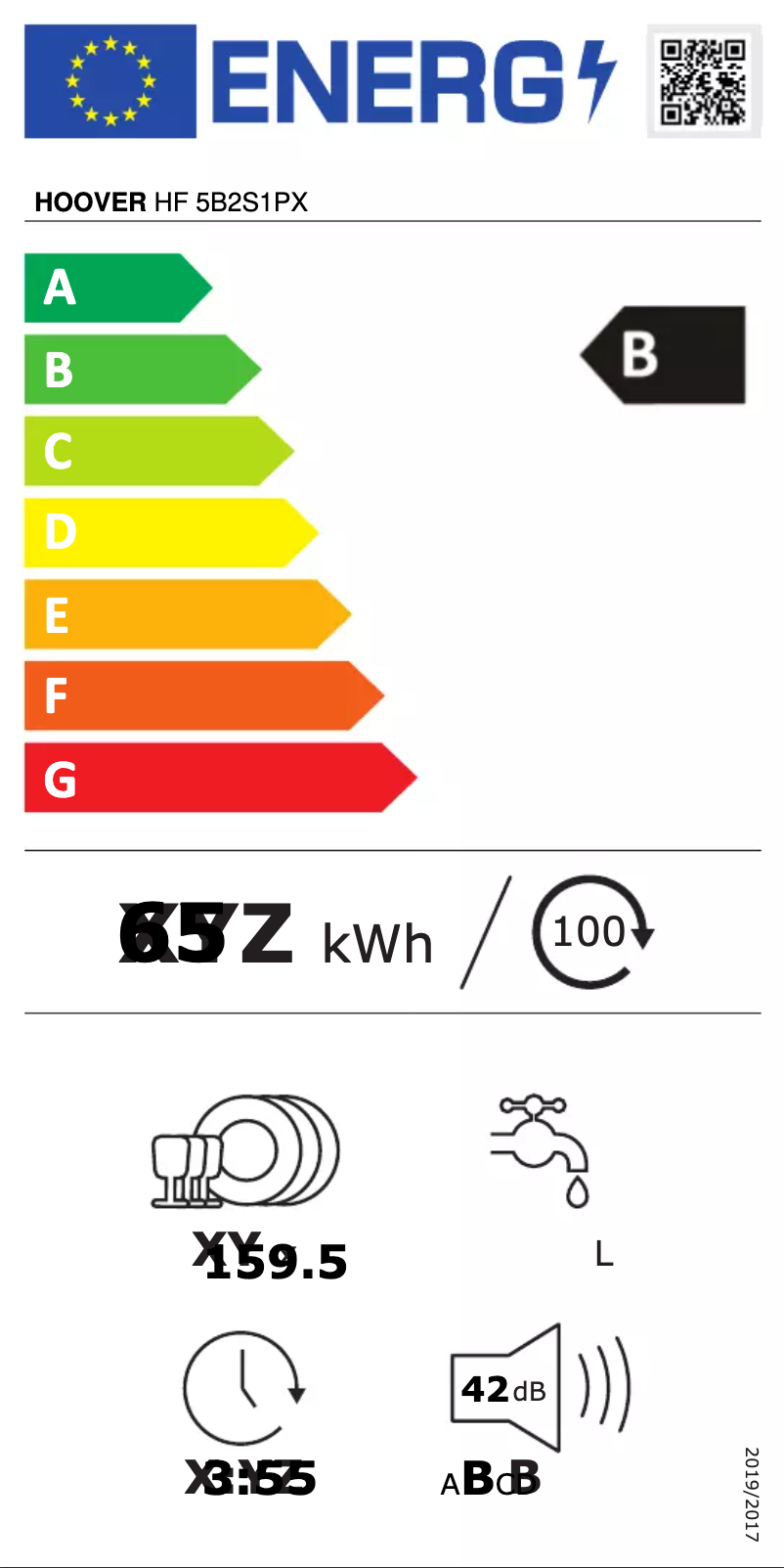 Página 1 del manual Etiqueta energética Hoover HF 5B2S1PX