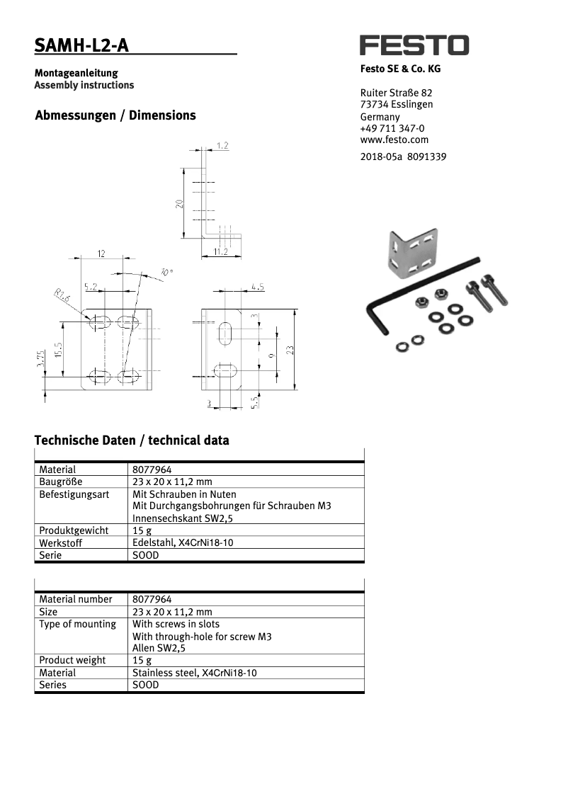 Página 1 del manual Manual de usuario Festo SAMH-L2-A