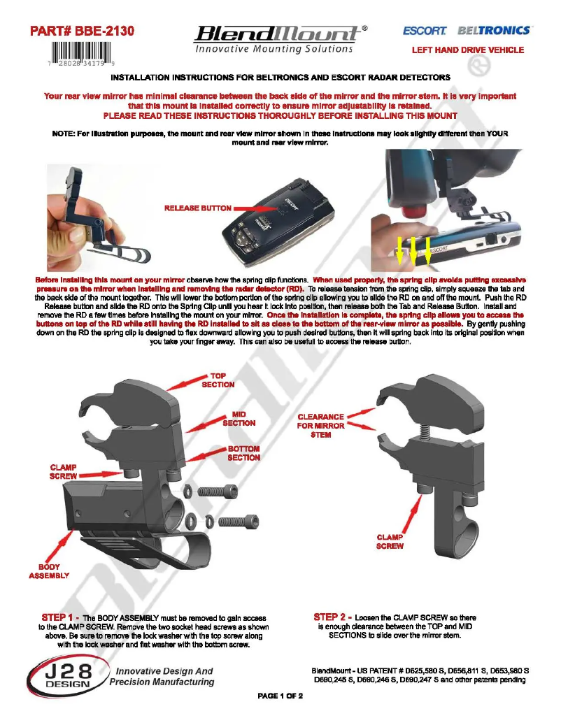 Página 1 del manual Manual de usuario BlendMount BBE-2130