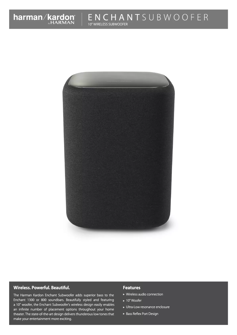 Página 1 del manual Ficha técnica Harman Kardon Enchant Subwoofer