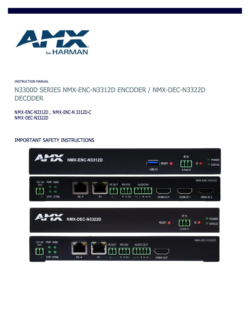 Imagen de la primera página del manual del dispositivo NMX-ENC-N3312D