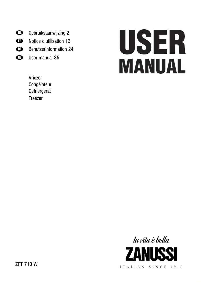 Página 1 del manual Manual de usuario Zanussi ZFT 710 W