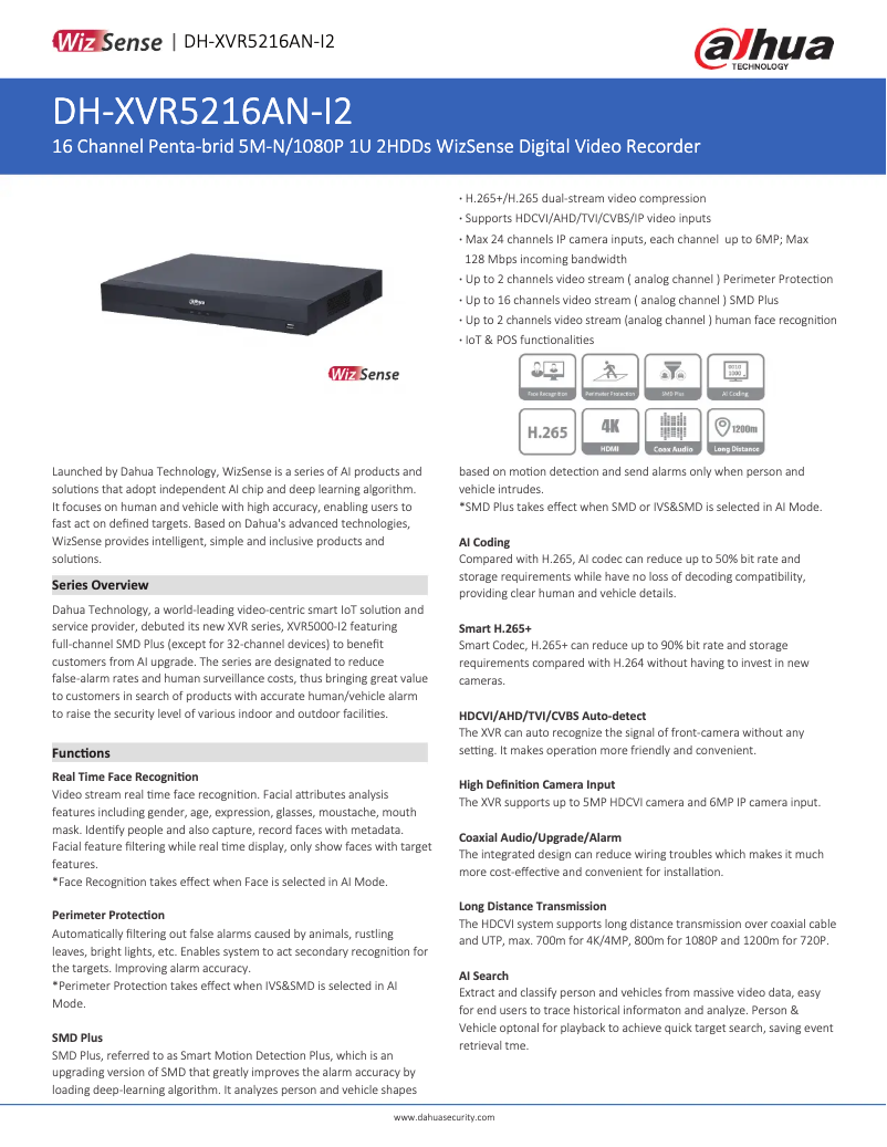Imagen de la primera página del manual del dispositivo XVR5216AN-I2