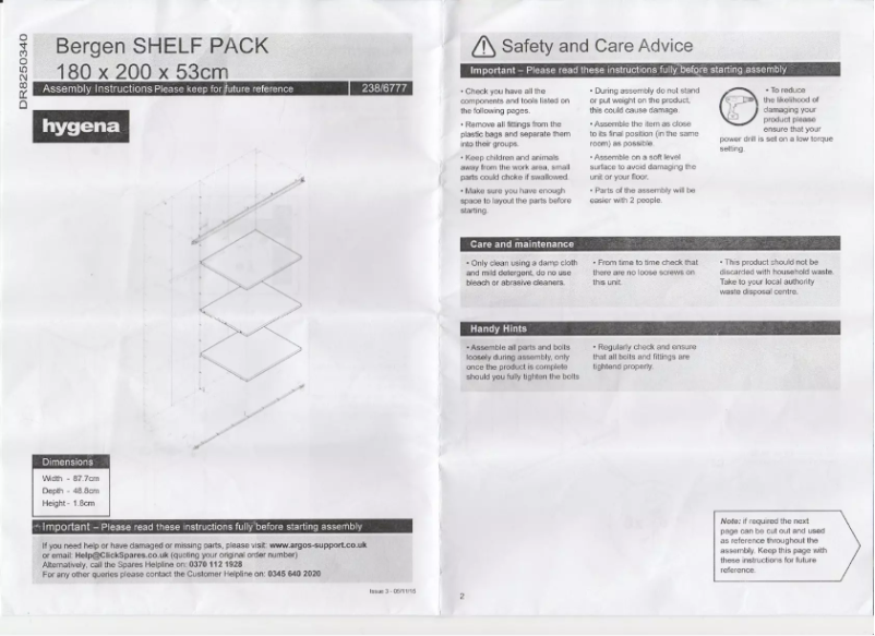 Imagen de la primera página del manual del dispositivo Bergen 238/6777