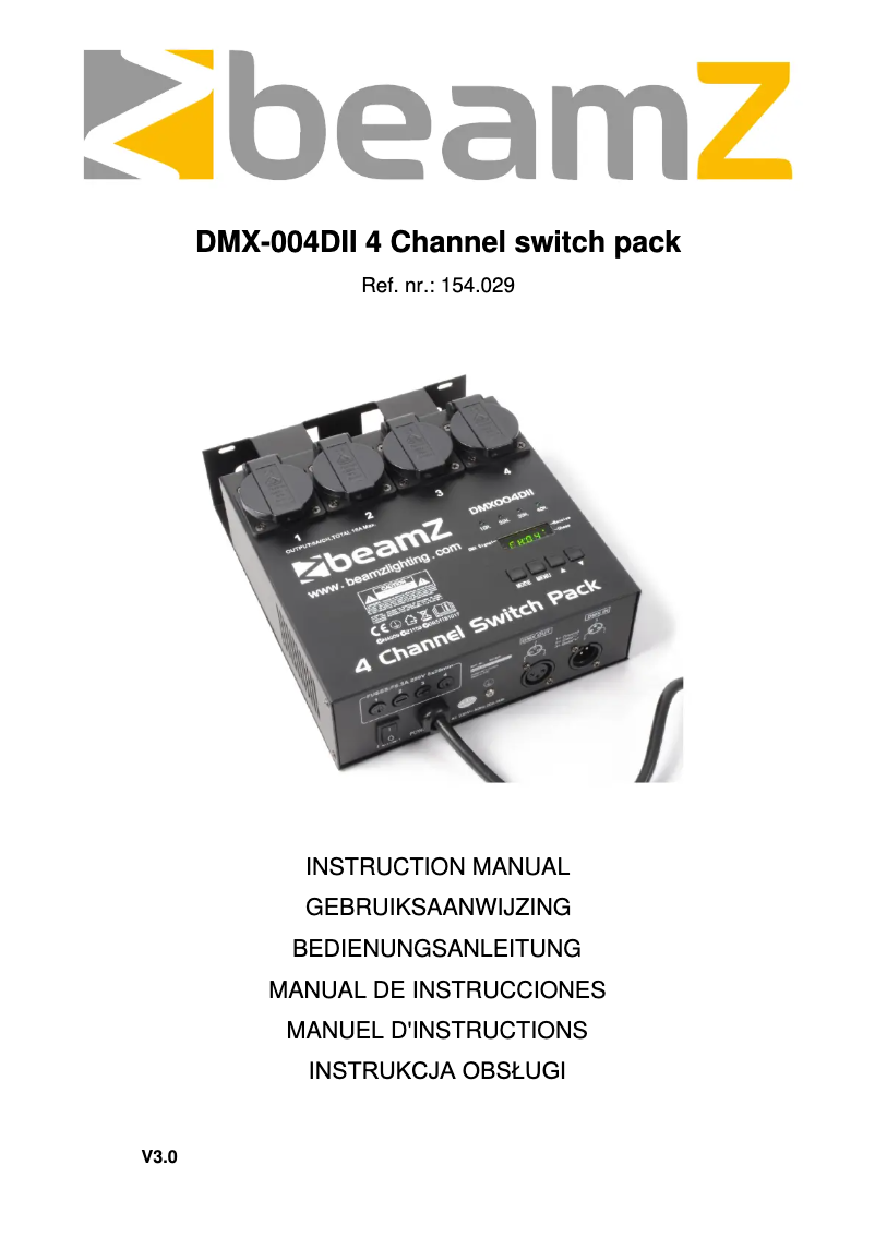 Página 1 del manual Manual de usuario BeamZ DMX-004DII