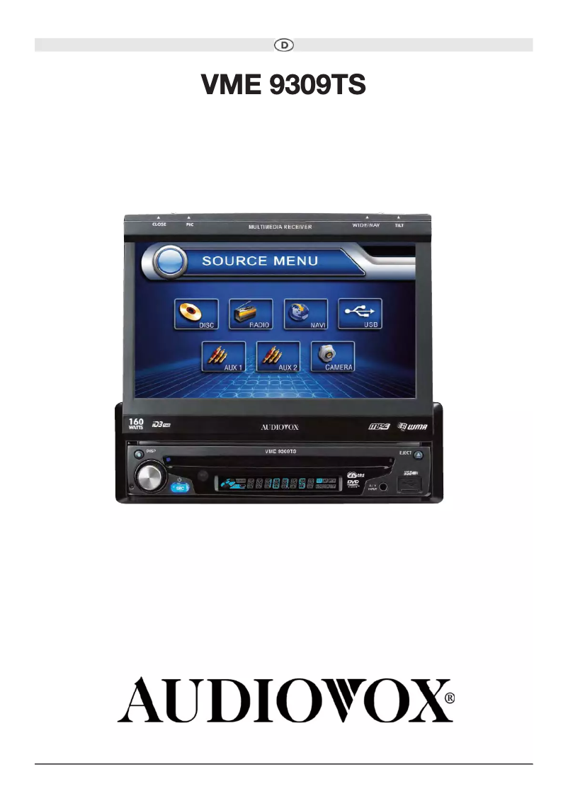 Página 1 del manual Manual de usuario audiovox VME 9309 TS