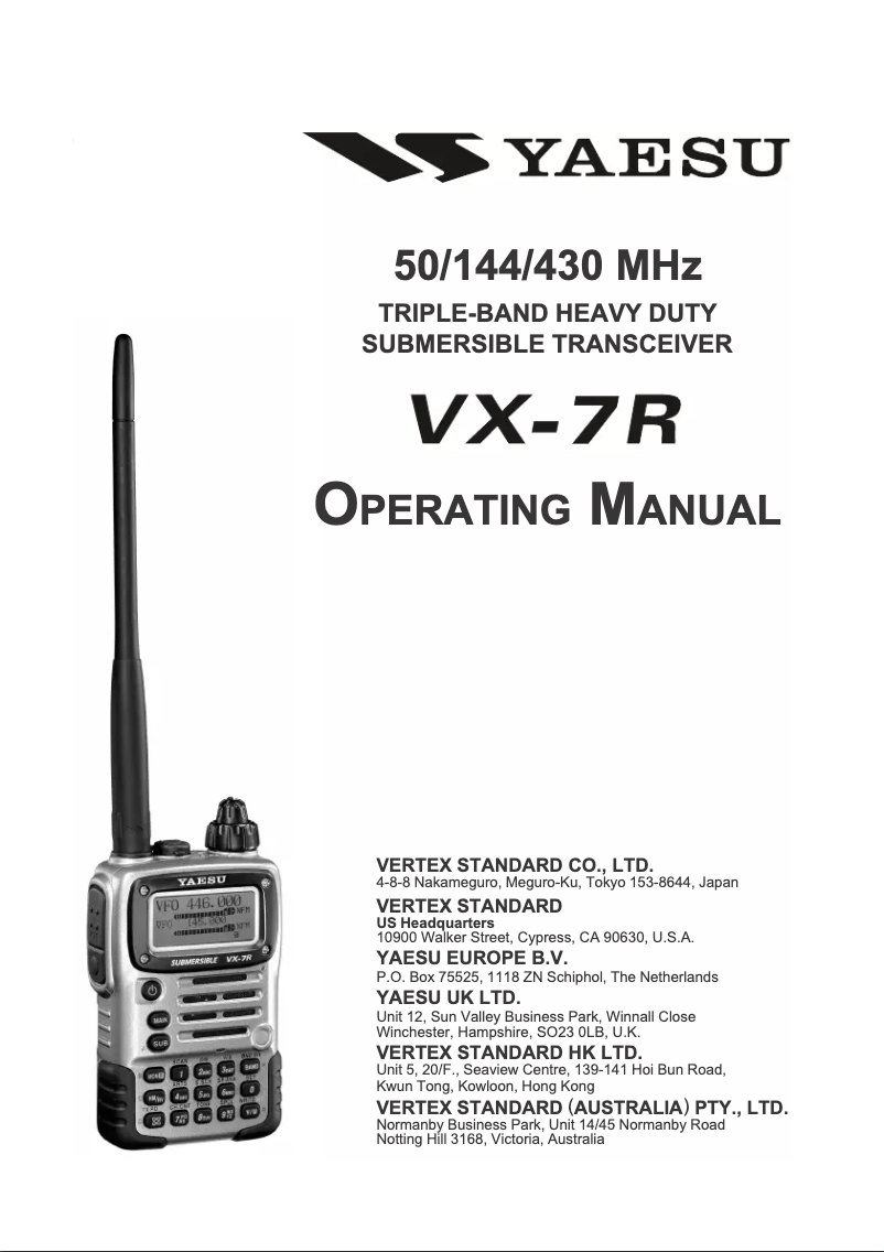 Página nº 1 - Manual de usuario Yaesu VX-7R