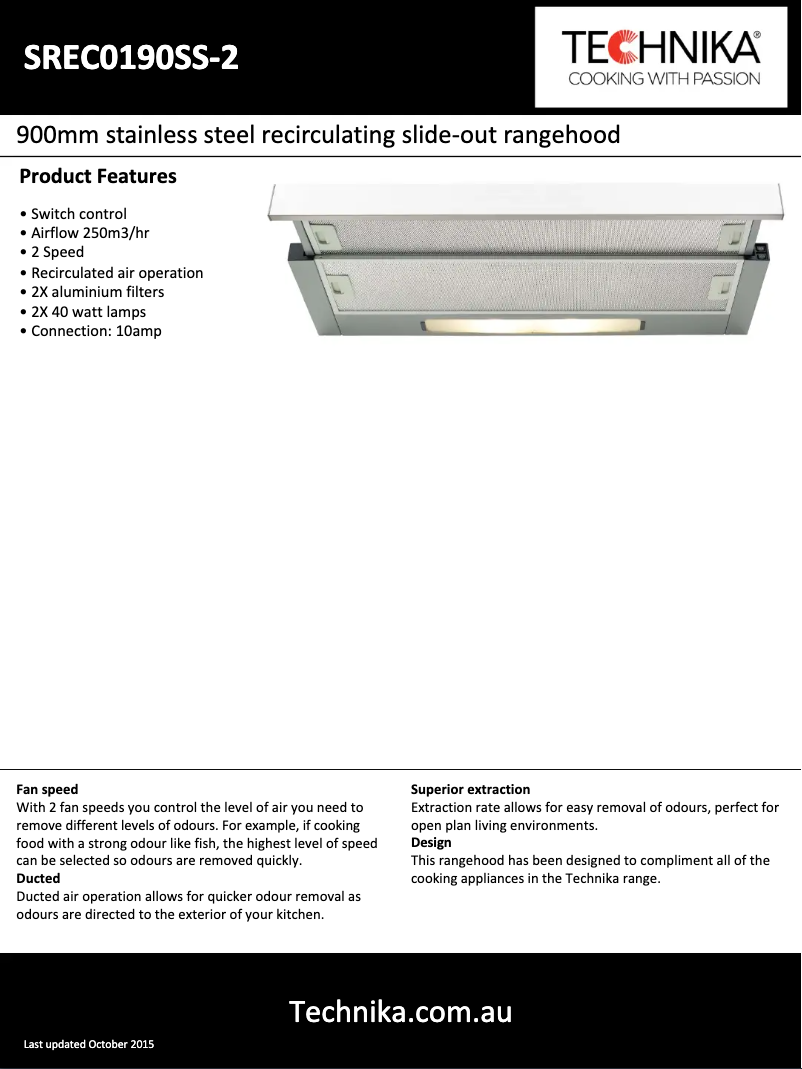 Página 1 del manual Ficha técnica Technika SREC0190SS-2