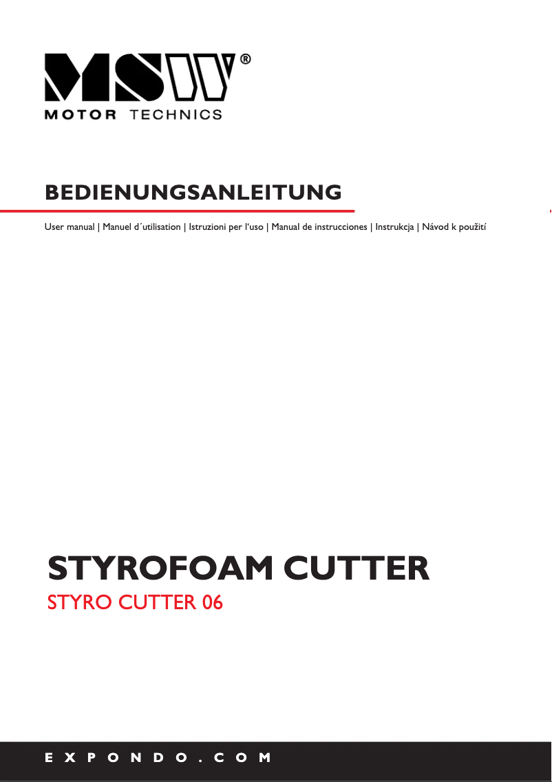 Imagen de la primera página del manual del dispositivo STYRO CUTTER 06
