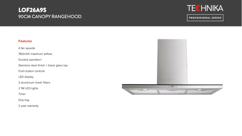 Página 1 del manual Ficha técnica Technika LOF26A9S