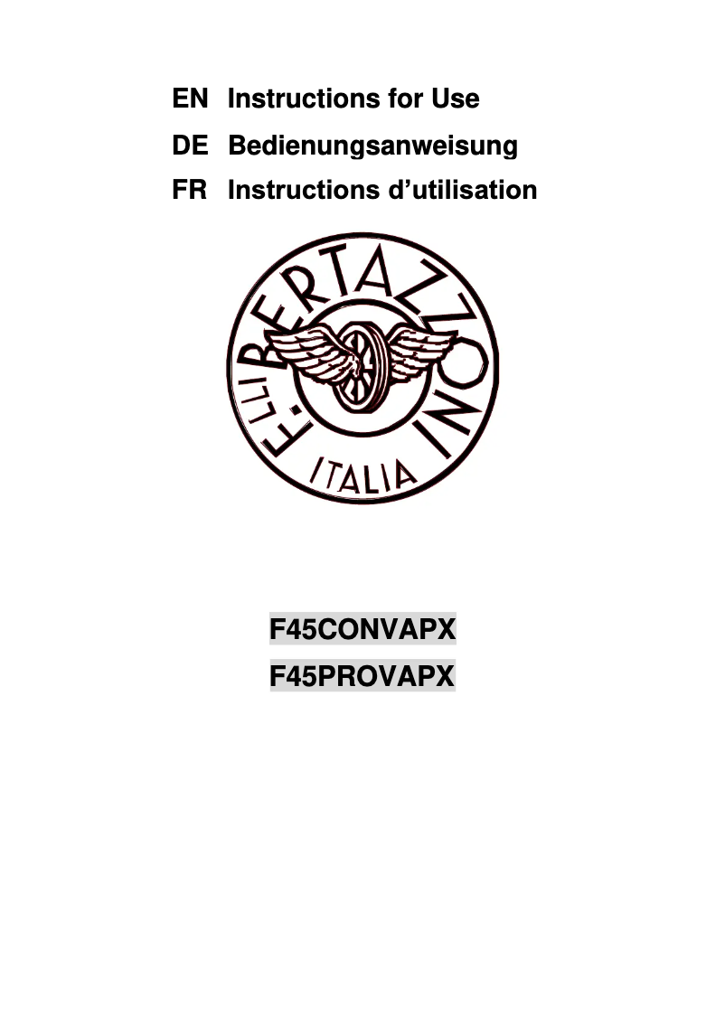 Página 1 del manual Manual de usuario Bertazzoni F45 PRO VAP X