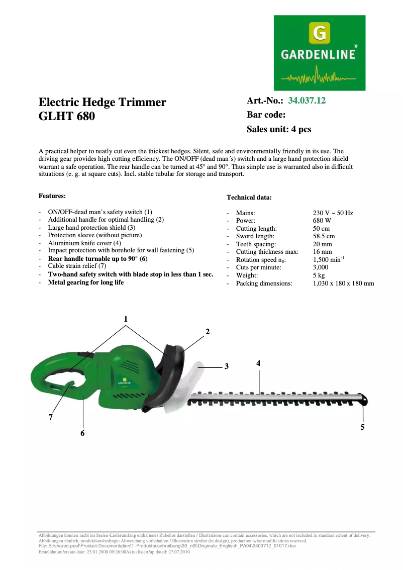 Imagen de la primera página del manual del dispositivo GLHT 680