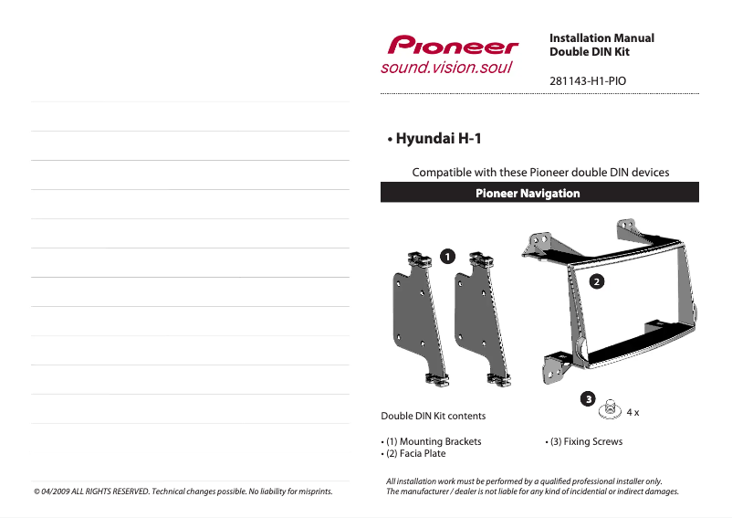 Página 1 del manual Manual de usuario Pioneer 281143-H1-PIO