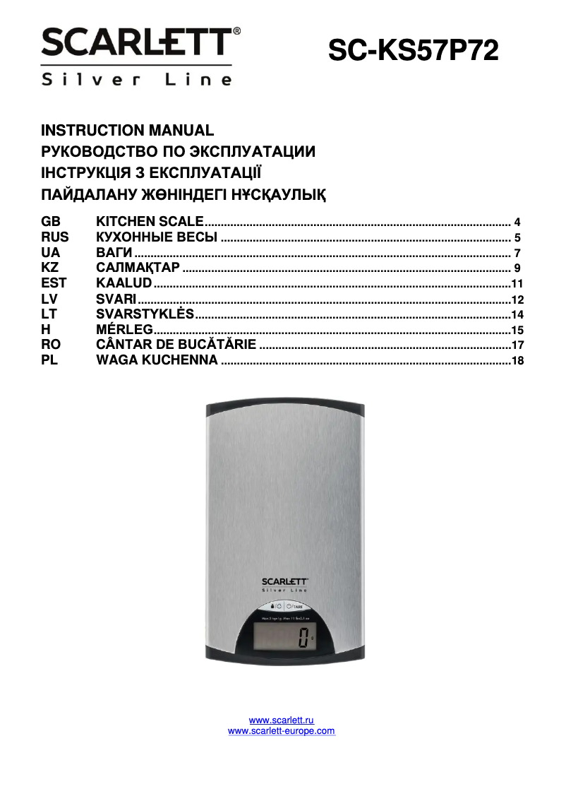 Página 1 del manual Manual de usuario Scarlett SC-KS57P72