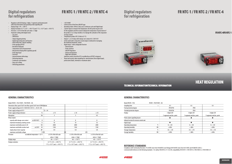 Página 1 del manual Ficha técnica Vemer FR NTC-4P3D