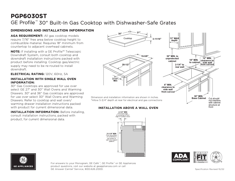 Imagen de la primera página del manual del dispositivo Profile PGP6030STSS